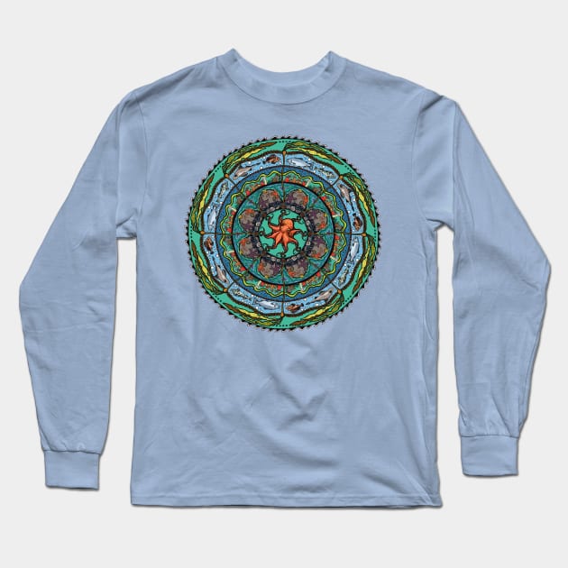 Salish Sea Mandala -light blue Long Sleeve T-Shirt by mernstw